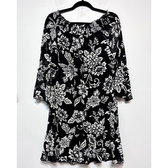 Embroidered Black Floral Whimsigoth Dress Size Medium Fairy Grunge Ethereal Mini - Picture 1 of 6